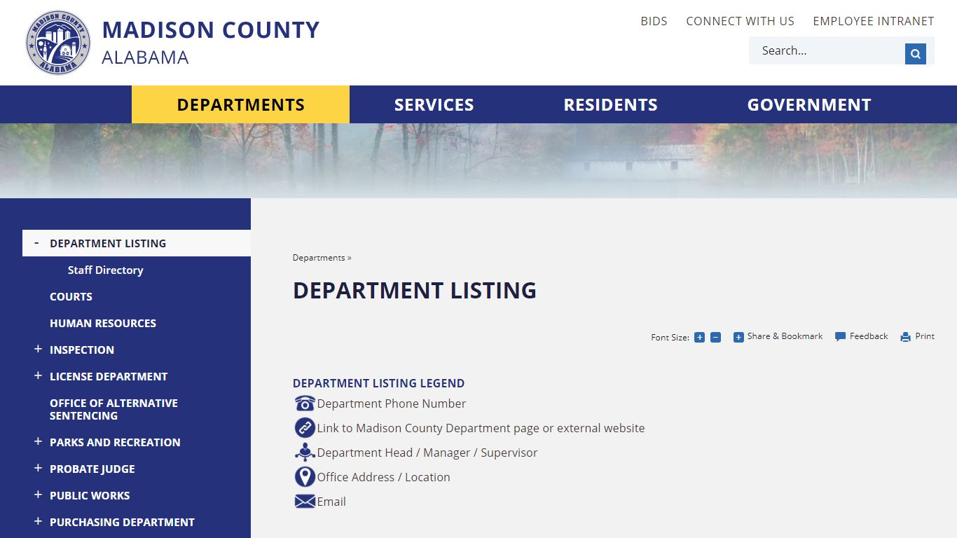 DEPARTMENT LISTING | Madison County, AL